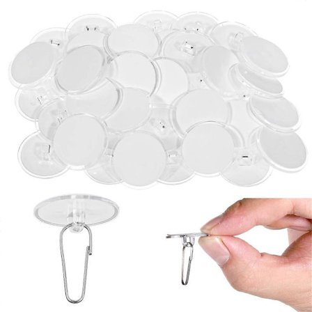 50 stk. klare selvklæbende kroge, selvklæbende loftkroge til ophængning uden skader, fødselsdagskroge uden boring S