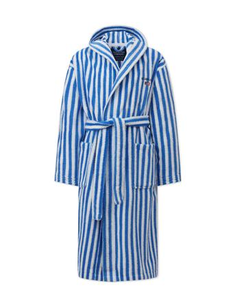 Striped Cotton-Mix Hoodie Robe Blue Lexington Home