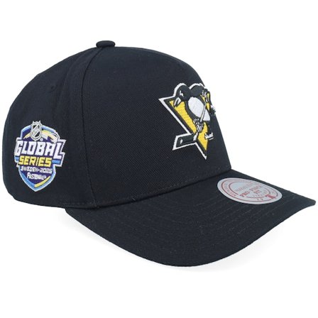 Mitchell & Ness - NHL Schwarz adjustable Cap - Hatstore Exclusive x Pittsburgh Penguins Global Series Black A-Frame Adjustable @ Hatstore