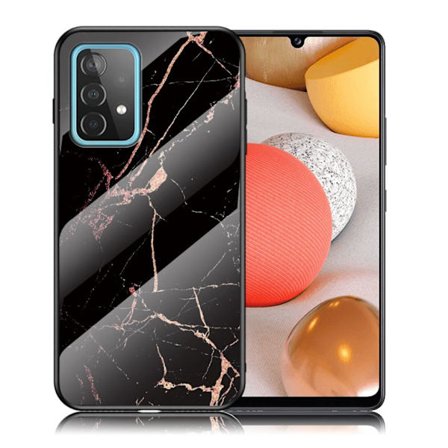 Fantasy marmor Samsung Galaxy A52 5G cover - guld sort marmor