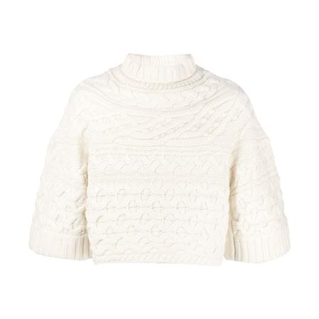 Sacai Round-neck Strik Hvid, Dame Striktrøjer