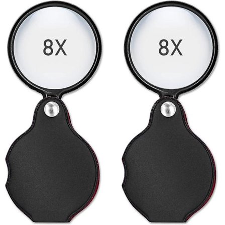 2 stk 8x Liten Lommeforstørrelsesglass Premium Sammenleggbar Mini Forstørrelsesglass Med