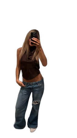 Blå bootcut jeans med hål på knät