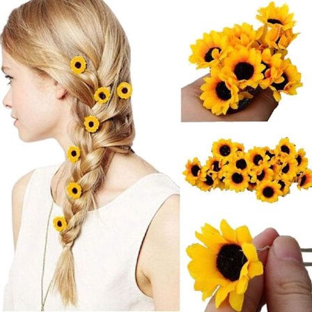 10 Stycken Solros Hårnålar Hårklämma Blommor U-formade Hår, ZQKLA