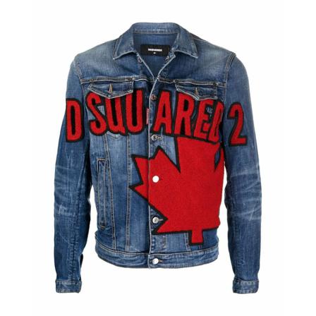 Dsquared2 Logo Patch Denim Jacket , Blauw , Heren , Maat: S