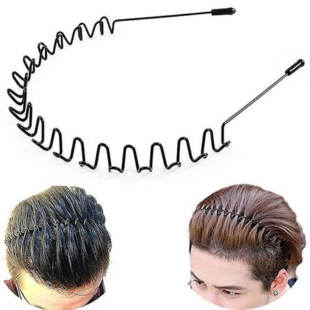 Metal Hair Band For Men Women's Headband, Unisex Black Wavy Spring Sports Headbands