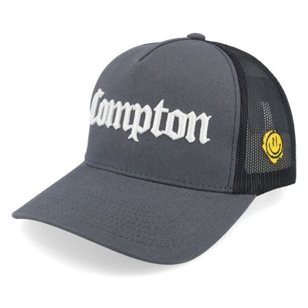 Lucid Smile - Grå trucker Keps - Compton 3d Script Grey/Black A-frame Trucker @ Hatstore