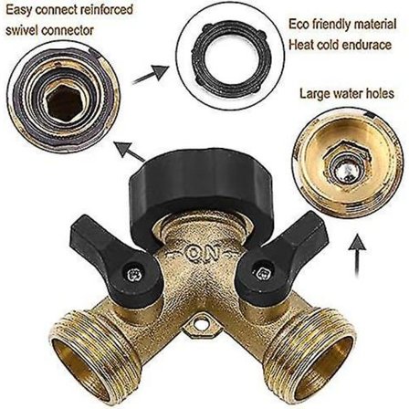 2-veis messingkran-kontakt for vaskemaskin med individuell på/av-ventil