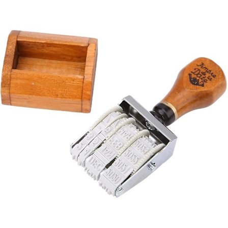 Egg Dato Stempelsett Tre Dato Stempel DIY Trehåndtak Dato Digital Sel Vintage Rulle Dato Stempel DIY Scrapbooking Kunstdekorasjon (brun1stk)