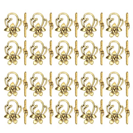 20 Set Guld Retro Legering Blomma Form OT Spänne Armband Växla Lås Smycken Tillbehör
