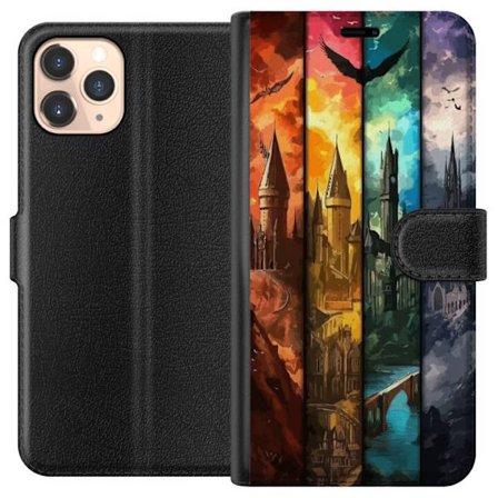 Kompatibel Tegnebogsetui til Apple Apple iPhone 11 Pro Fire magiske slotte i forskellige elementfarver, episk fantasykunst med ild vand luft og mørke