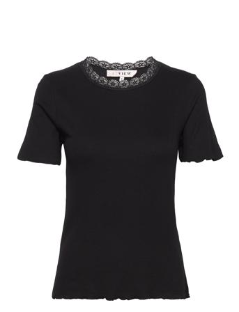 Florine Ss Top T-shirts & Tops Short-sleeved Svart A-View*Betinget Tilbud