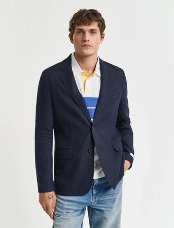 GANT Reg Gmnt Dye Linen Blazer - Navy - 50