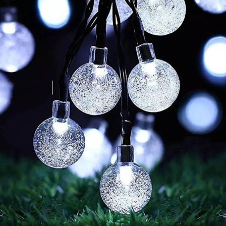 Utendørs Solcelledrevet LED-Lyslenke 7m 50 LEDer Boblekule IP65