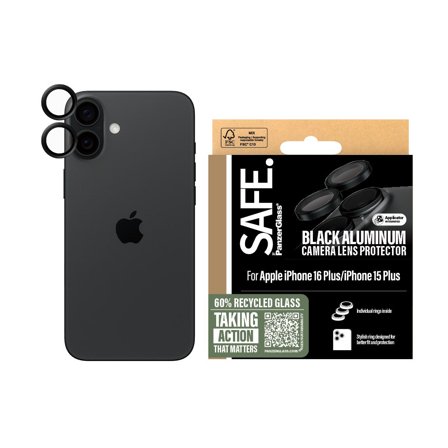 SAFE. by Panzer Camera Lens Protector Black iPhone 16 | Plus PanzerGlass - High quality tempered glass screen protector
