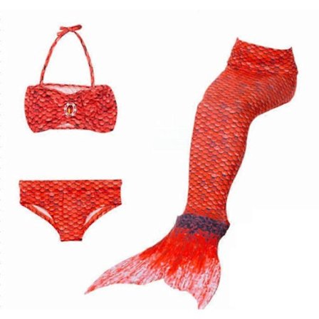Børnepige Havfrue 3 Dele Sæt Cosplay Kostume Fiskestjert Bikini Badetøj