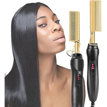 Hot Comb Straighteners Electric Hair Straightener For Thick Afro Hair Wig Beard Hot Anti-scald Portable Curling1pc