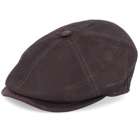 MJM Hats - Marron flatcap Casquette - Rebel Nappa Wax Brown Flat Cap @ Hatstore