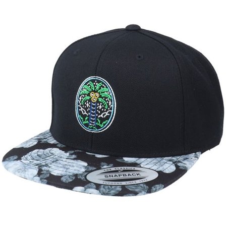 Iconic - Svart snapback Keps - Summer Magic Palm Tree Black/Rose Grey Snapback @ Hatstore