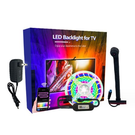 5M LED TV-bakgrundsbelysning med kamera för 65-75 tums TV-apparater, Smart APP-kontroll, TV-skärmsynkronisering, DC12V