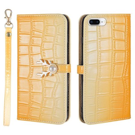 Yhteensopiva Iphone 8 Plus/ Yhteensopiva Iphone 7 Plus -kotelon kuvio Hirvi Flip Nahkakansi - Sininen Keltainen ei mitään