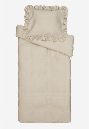 Cellbes of Sweden - Sengesæt i satin med volanter Økologisk bomuld i lys beige i størrelse