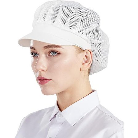 Hvid 3 stk kokkehat køkken madlavning kokkehue fødevareservice hårnet til kvinder One Size