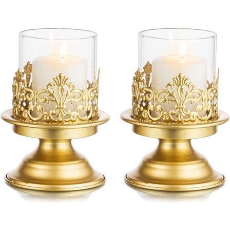 Vintage Lysestage Gyldne Lysestager - Dekorative Metal Lysestage til Spisebord Centerp