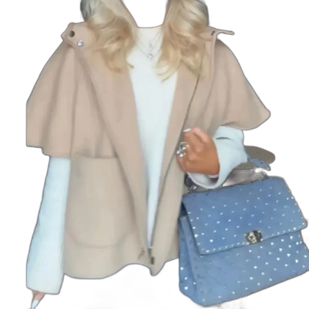 Beige kappa med cape och huva