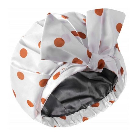 Ny dobbelt satin stof brusebad cap kvindelige prikkede butterfly (do