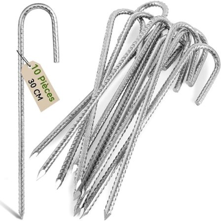 30 cm kestävä ankkurointi ruosteenesto galvanoidusta teräksestä J-muotoisilla kiinnikkeillä trampoliinitelttoihin - sopii leirintään, puutarhaan, 