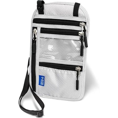 Axelremsväska för Mobil, RFID-skydd Reseplånbok - Vattentätt Passfodral med Halsband i Sjöblått