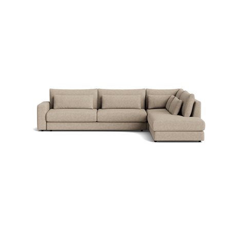 Sevilla Ecksofa, rechts, Aragon Grau/Beige, modernes Design, Nozag-Federung, bequeme Rückenkissen, L-Form Polstersofa, 85cm Höhe, gemütlich.