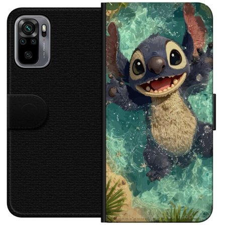 Yhteensopiva Lompakkokotelo Xiaomi Xiaomi Redmi Note 10S Iloinen sininen fantasiolento joka leikkii kirkkaassa vedessä, kimalteleva energia, trooppin