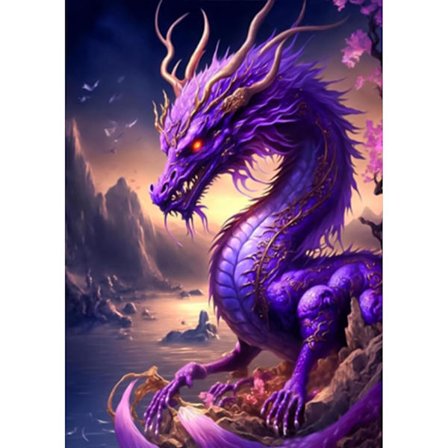 5D Diamantmaleri 30x40cm Farvet Drage C