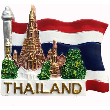 2 stk. Thailand Bangkok Flag Style 3D køleskabsmagnet - Souvenir Gave