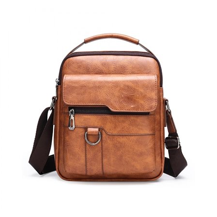 Nahkainen crossbody-laukku, miesten olkalaukku, toimisto, liiketoiminta, magneettinen solki, säädettävä hihna, Khaki