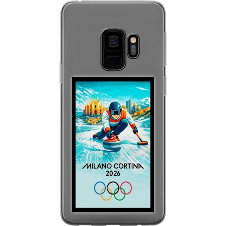 Kompatibel Mobilcover til Samsung Galaxy S9 Ishockeyillustration med spillere i bevægelse på isen, Milano Cortina 2026, Milano-landemærker og olympisk