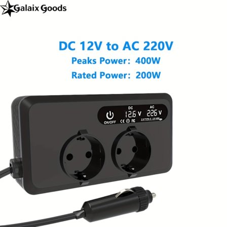 400W Bil Strømomformer Konverterer DC 12V til AC 230V, Med en Biladapter med 2 USB-porter, 2 Type-C-porter, en LCD-skjerm og AC-uttak