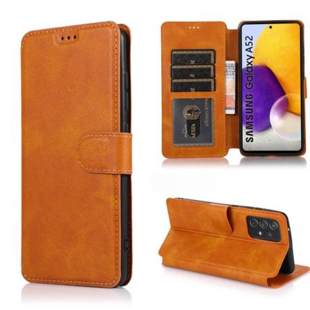 Skalo Samsung A52/a52s Premium Cut Plånboksfodral - Ljusbrun Ljusbrun