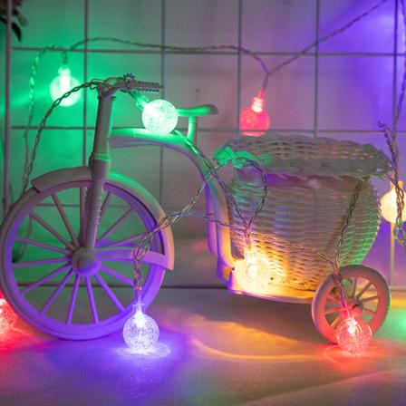 Solcellelyskjede 30 LED 6,5m 8 moduser 2,4 boblekule fargerik