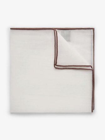 John Henric Men's Brown & White Pocket Square Linen Size Onesize