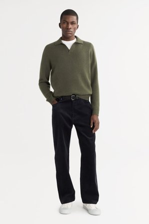 Soft Goat - Men's Polo Shirt - Men cashmere sweater - XXL - Olive