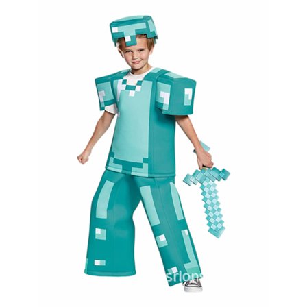 Minecraft Filmdragt 2025 | Halloween- & Cosplay-outfit til børn}Diamantfarve til børn, størrelse XL Children's Diamonds-FS-