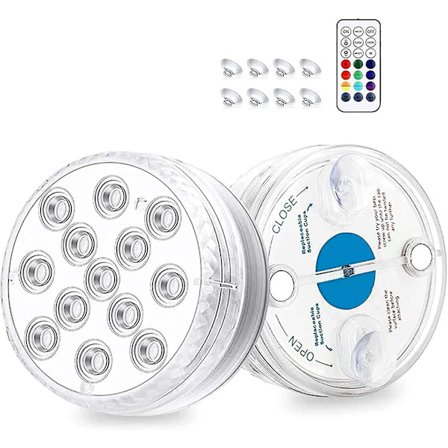 Vattentät nedsänkbar LED-lampa, IP68 flerfärgad undervattenspoollampa med fjärrkontroll badkarslampa