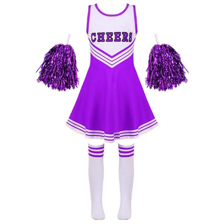 Lasten tyttöjen cheerleading-asu, jossa on hihaton kirjainpainatus, tanssi cosplay -rooliasu, jossa on sukat lavasuorituksiin -a
