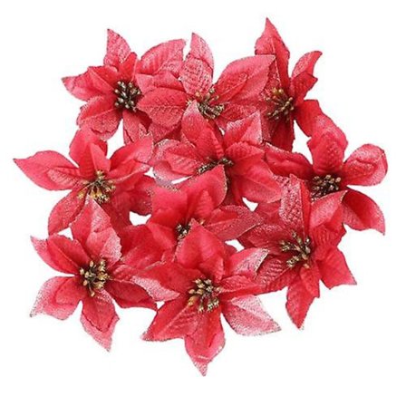 10 st julblommor simulering guld pulver blomma julgran dekoration blomma guld röd
