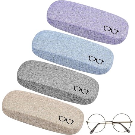 (4 farver) 4 stk. lærred lærred hårdt brilleetui, solbriller beskyttelsesboks med 4 briller klud