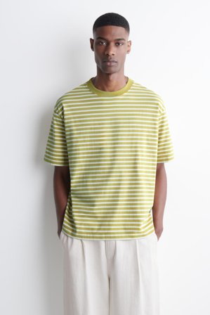 COS Men's Relaxed Lightweight Cotton T-Shirt in Yellow