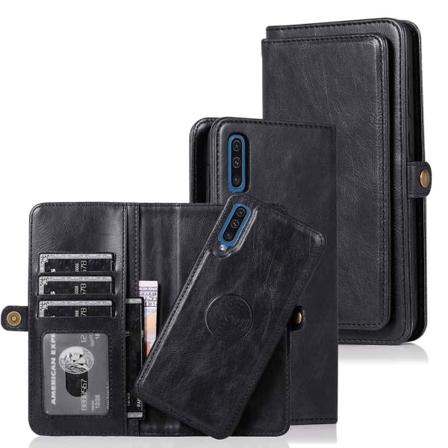 TG Samsung Galaxy A50 - Elegant Dobbelt Lommebogsæske Sort